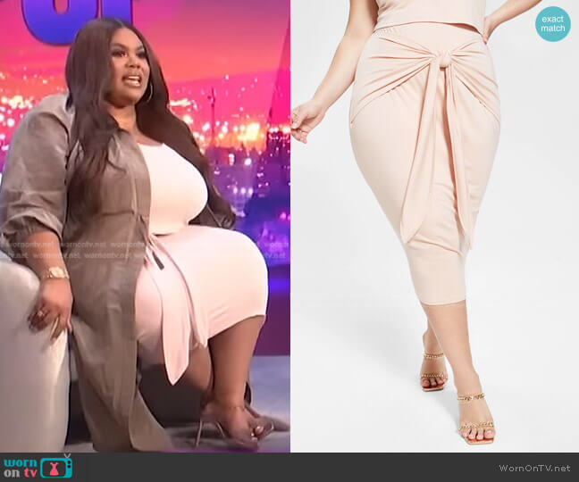 Nina Parker Trendy Plus Size Tie-Front Midi Skirt worn by Nina Parker on E! News