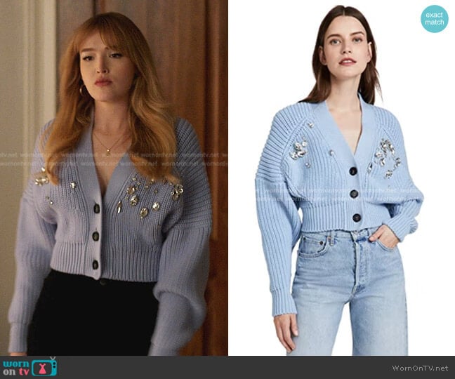 No.21 Cropped Embellished Cardigan worn by Kirby Anders (Maddison Brown) on Dynasty