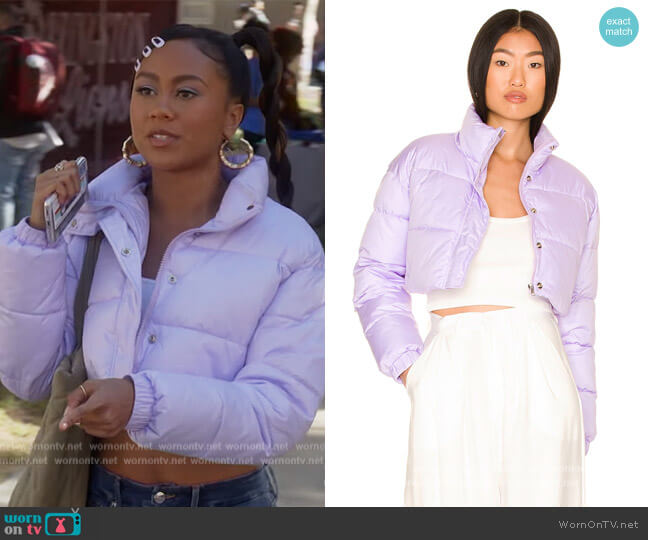 Nubyen Cropped Puffer Jacket worn by Keisha (Netta Walker) on All American Homecoming
