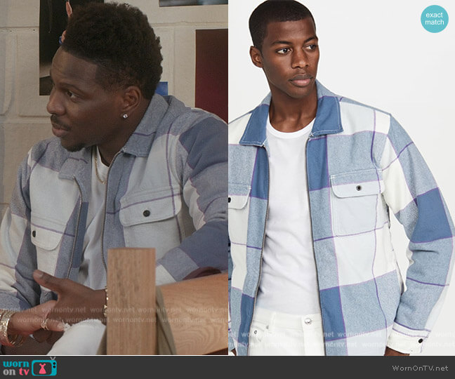 Obey Victoria Shirt Jacket worn by Cam Watkin (Mitchell Edwards) on All American Homecoming