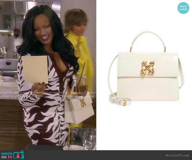 Off-White Jitney 2.8 Melted Leather Satchel worn by Garcelle Beauvais on The Real Housewives of Beverly Hills