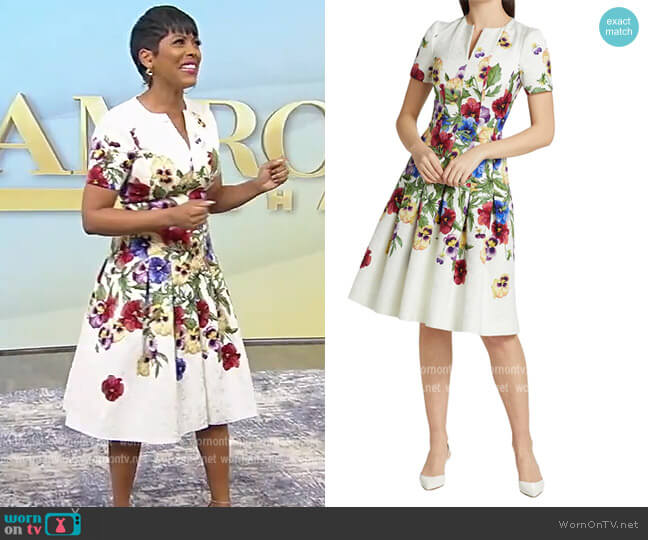 Oscar de la Renta Degrade Pansy Cloqué Dress worn by Tamron Hall on Tamron Hall Show