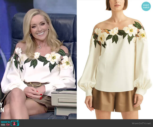 Oscar de la Renta Magnolia Illusion Neck Blouse