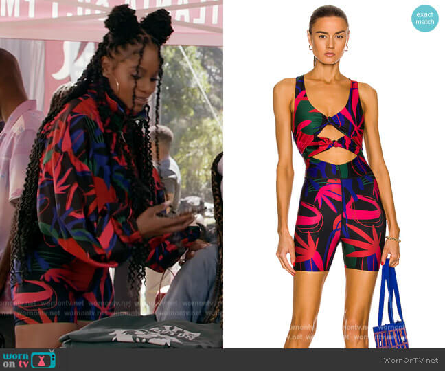 Patbo Rio Cut Out Onesie worn by Simone (Geffri Hightower) on All American Homecoming