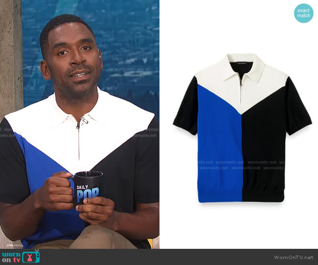 Paul Fredrick Cotton Zip Polo worn by Justin Sylvester on E! News