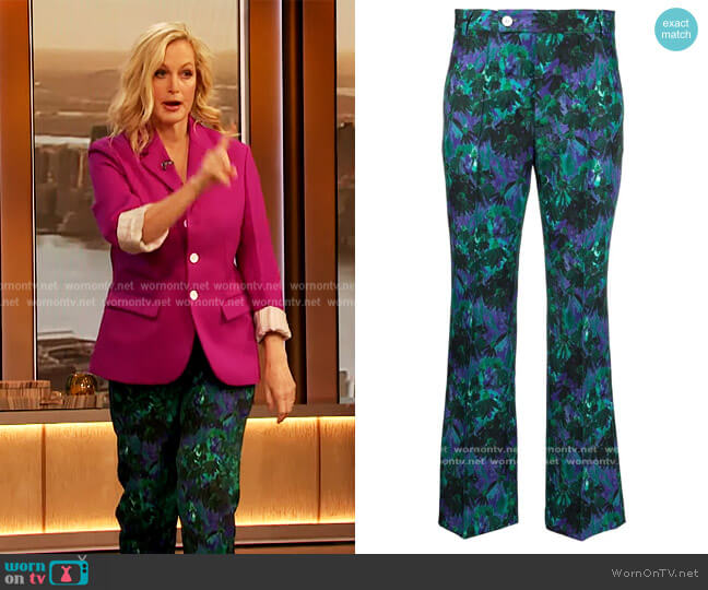 Plan C Floral-Printed Slight Flare-Leg Ankle Pants