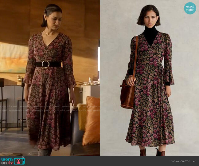 Polo Ralph Lauren Floral Ruffle-Trim Wrap Dress worn by Ren (Janina Gavankar) on Big Sky
