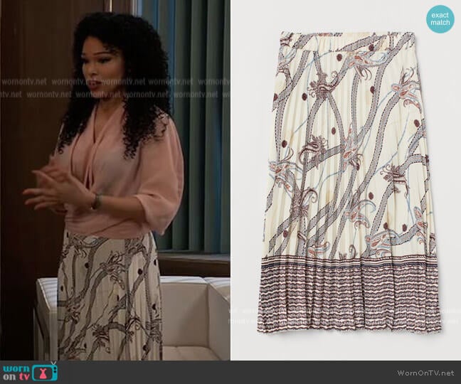 H&M Pleated Skirt worn by Portia Robinson (Brook Kerr) on General Hospital