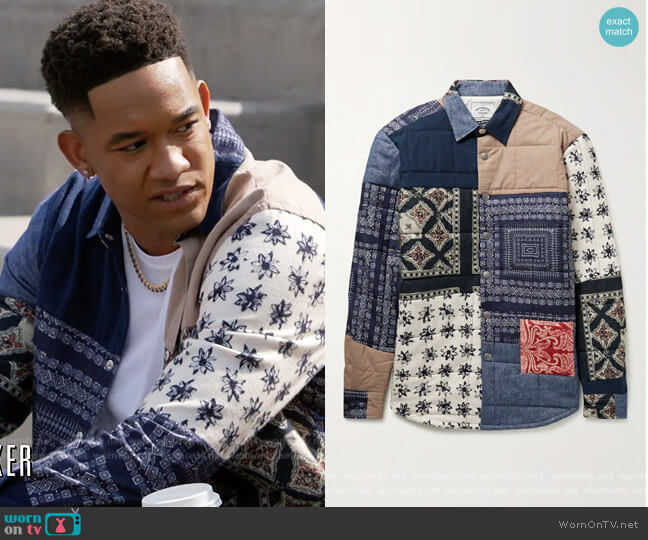 Portuguese Flannel Patchwork Quilted Padded Cotton-Flannel Overshirt worn by Damon (Peyton Alex Smith) on All American Homecoming