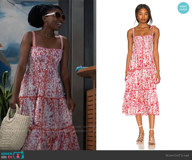 Poupette St Barth Triny Midi Dress worn by Trina Robinson (Tabyana Ali) on General Hospital