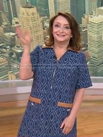 Rachel Dratch’s blue geometric print dress on Today