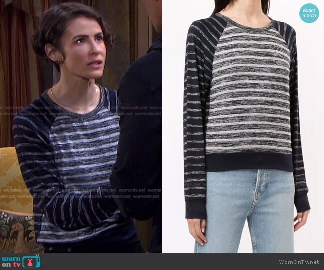 Rag & Bone The Knit Striped Pullover worn by Sarah Horton (Linsey Godfrey) on Days of our Lives