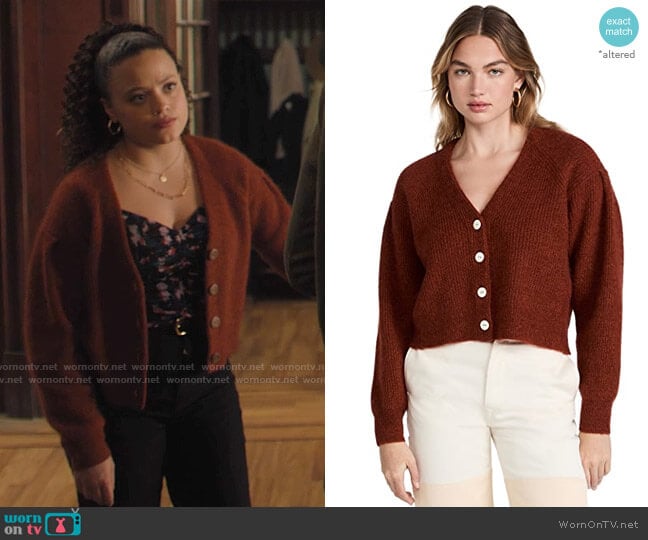 Rag and Bone Liana Cardigan in Rust worn by Maggie Vera (Sarah Jeffery) on Charmed