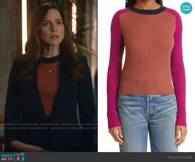 Rag and Bone Navaya Sweater in Rust Multi worn by Dr. Sam Griffith (Sophia Bush) on Good Sam