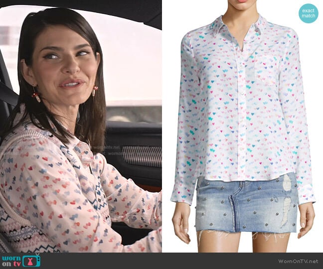 Rails Kate Silk Watercolor Heart Shirt
