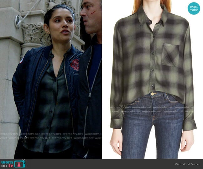 Rails Hunter Shirt in Moss Ash worn by Stella Kidd (Miranda Rae Mayo) on Chicago Fire