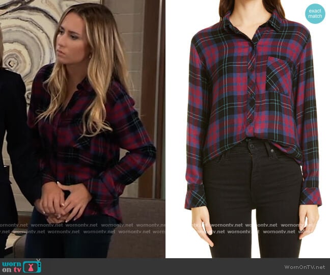 Rails in Midnight Berry Hunter Shirt worn by Josslyn Jacks (Eden McCoy) on General Hospital