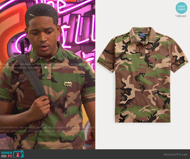 Polo Ralph Lauren Classic-Fit Camo Cotton Mesh Shirt worn by Booker Baxter (Issac Ryan Brown) on Ravens Home