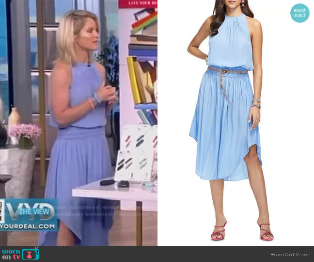 Ramy Brook Audrey Sleeveless Halter Drop Waist Midi Dress worn by Sara Haines on The View