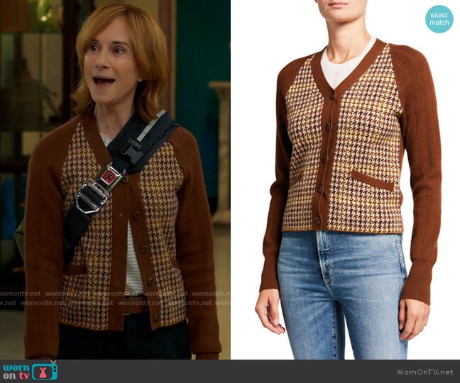 re/done 60s Slim V-neck Cardigan worn by Arpi Meskimen (Holly Hunter) on Mr Mayor