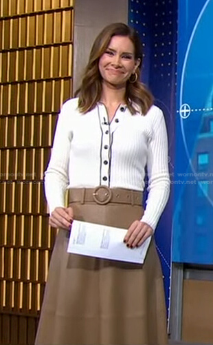 Rebecca’s white ribbed cardigan on Good Morning America