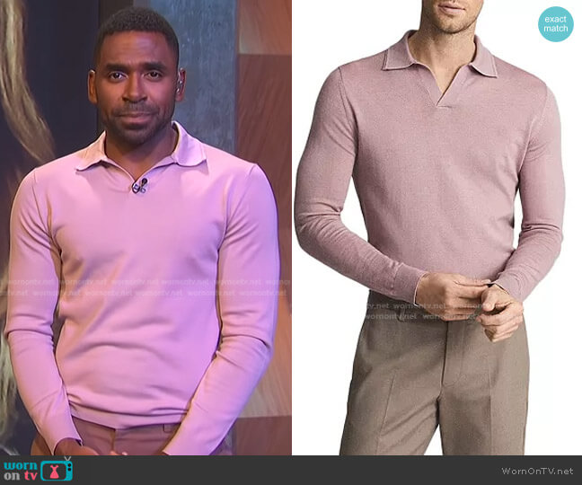 Reiss Milburn Open Collar Long Sleeve Wool Polo worn by Justin Sylvester on E! News