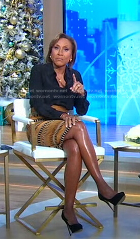 Robin’s brown striped skirt on Good Morning America