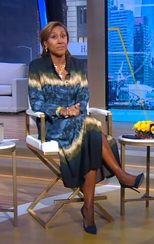 Robin’s tie dye shirtdress on Good Morning America