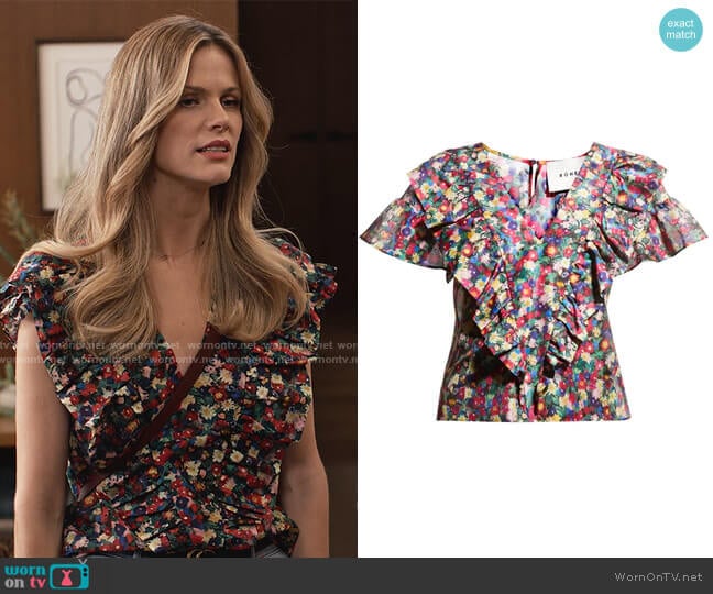 Rohe Terry Ruffle Happy Floral Top