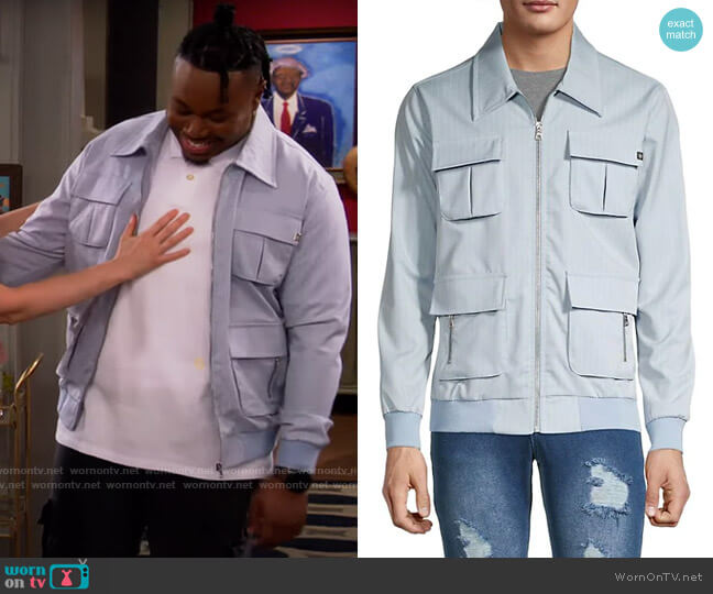 Ron Tomson Pinstriped Utility Jacket worn by Marty (Marcel Spears) on The Neighborhood