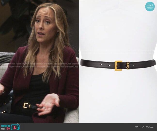 Saint Laurent YSL Monogram Leather Belt worn by Teddy Altman (Kim Raver) on Greys Anatomy