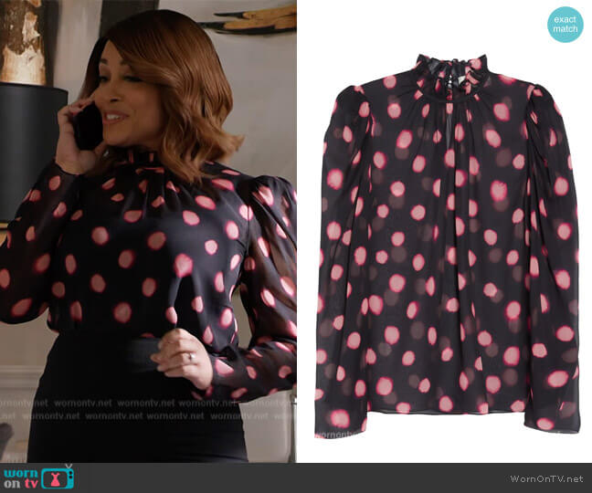 Saloni Mel-B Polka Dot Silk Blouse