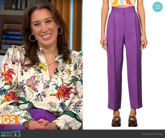 Sandro Bernard Straight Leg Trousers worn by Sarah Gelman on CBS Mornings