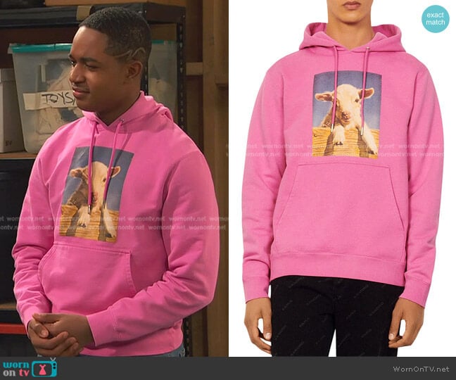Sandro Farm Graphic Hoodie worn by Booker Baxter (Issac Ryan Brown) on Ravens Home