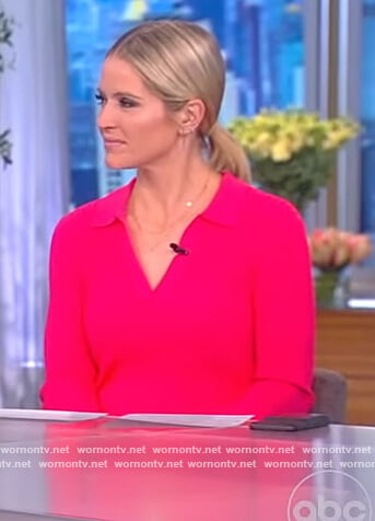 Sara’s pink ribbed polo dress on The View