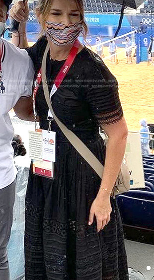 Savannah’s black lace inset midi dress on Today