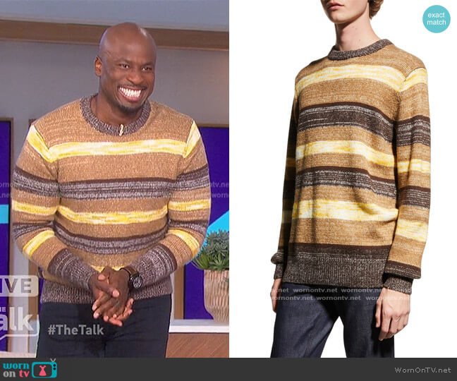Scotch and Soda Melange Striped Crew Sweater worn by Akbar Gbajabiamila on The Talk