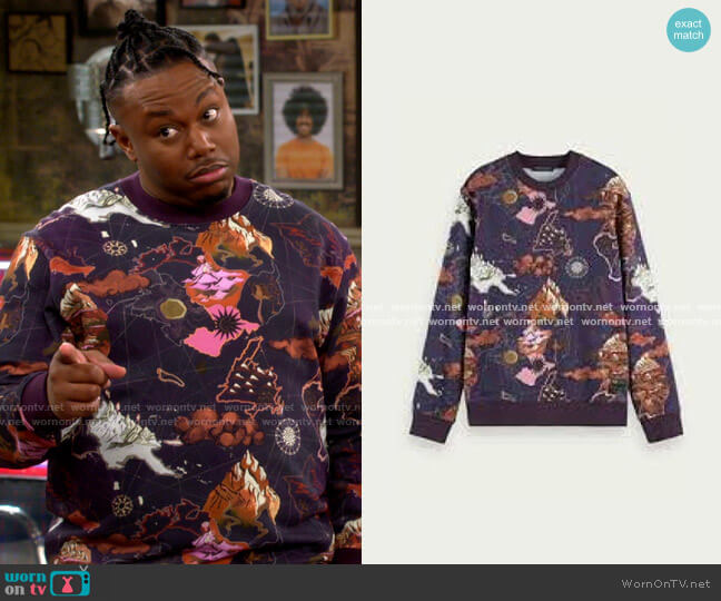 Scotch & Soda Printed Sweatshirt worn by Marty (Marcel Spears) on The Neighborhood