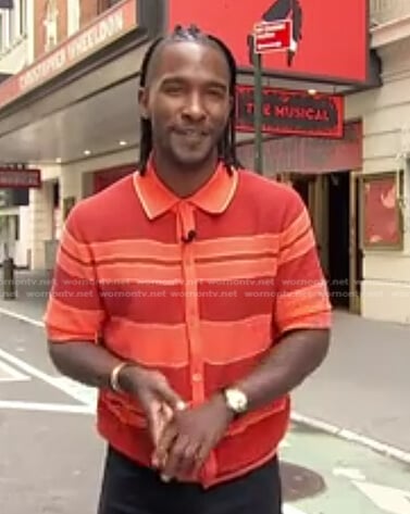 Scott’s orange striped shirt on Access Hollywood