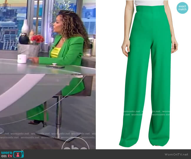 Sergio Hudson High-Waisted Wide-Leg Wool Pants worn by Sunny Hostin on The View