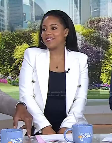 Sheinelle’s white double breasted blazer on Today