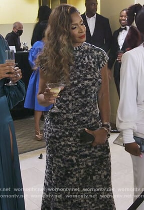 Sharee’s black tweed knit dress on The Real Housewives of Atlanta