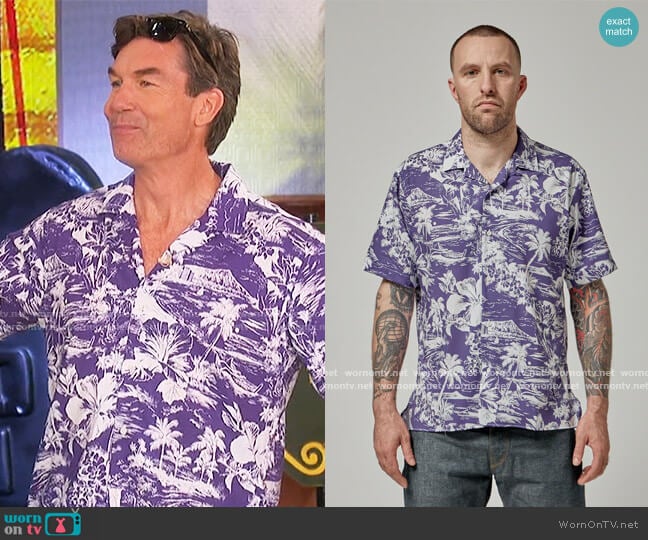 Gitman Purple Aloha Shirt worn by Jerry O'Connell on The Talk