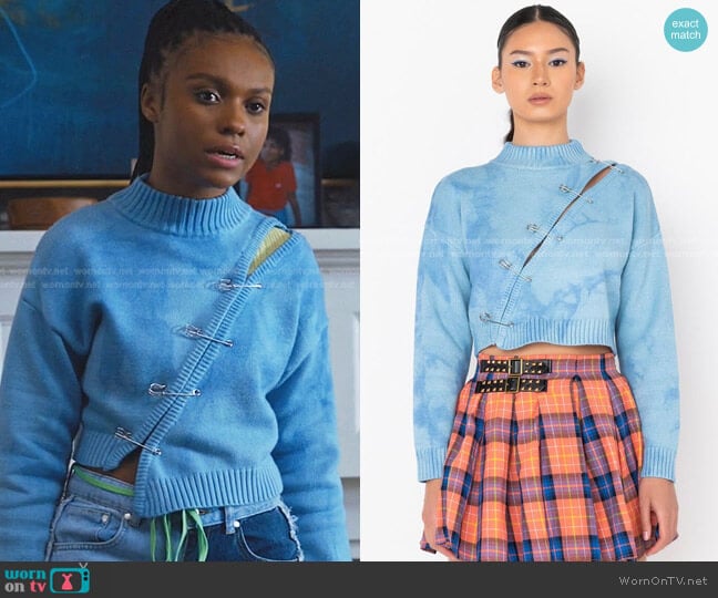 Shop Akira Tie Dye Pin Detail Sweater worn by Naomi McDuffie (Kaci Walfall) on Naomi