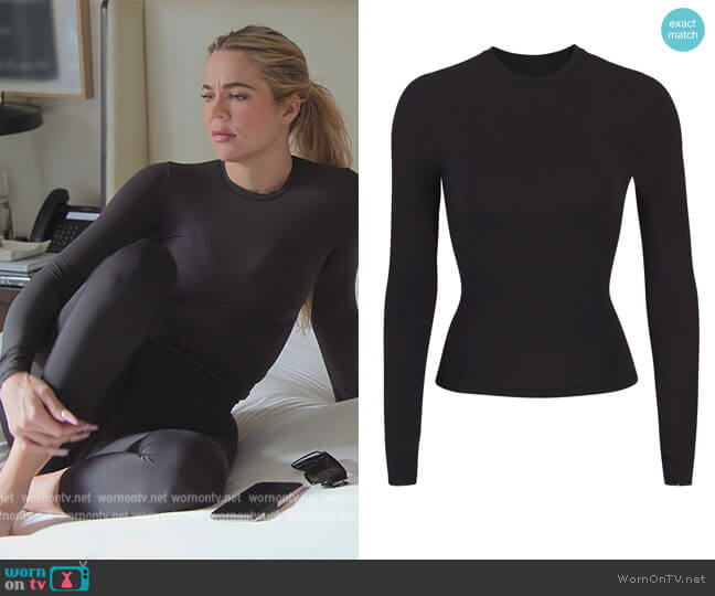 Skims Long Sleeve Stretch Cotton Tee worn by Khloe Kardashian (Khloe Kardashian) on The Kardashians