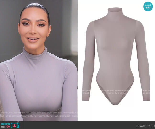 Skims Essential Mock Neck Bodysuit worn by Kim Kardashian (Kim Kardashian) on The Kardashians