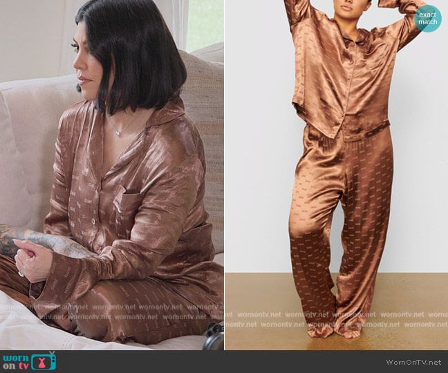 Skims Silk Logo Robe worn by Kim Kardashian (Kim Kardashian) on The Kardashians