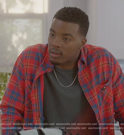 Spencer’s red plaid shirt on All American