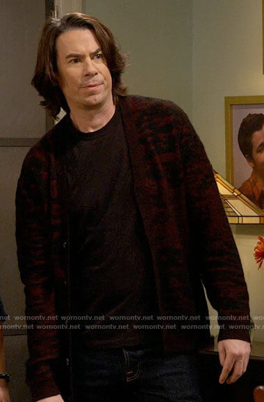 Spencer’s red and black printed cardigan on iCarly