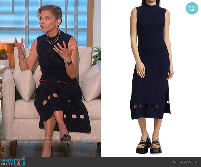Staud Glacier Sleeveless Mock Neck Sweater Dress worn by Natalie Morales on The Talk